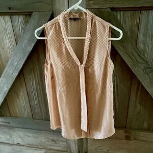 Adrianna Papell Flowy Dot Print Blouse Size Small Tie Neck